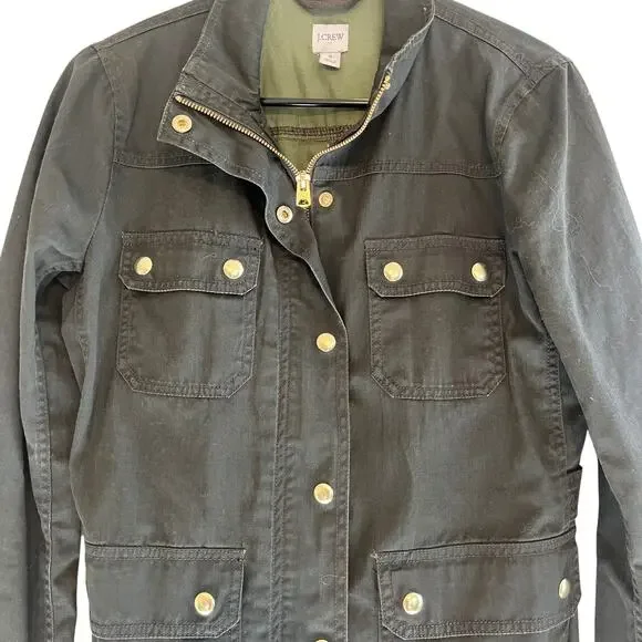 J.Crew Downtown Field Snap Zip Military Utility Jacket Dark Olive Green Size S - Picture 4 of 8